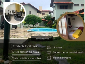 Casasveraneio casa com 3 Suites com ar condicionado à 100m da Praia de Barra De São Miguel, 8 minutos da praia bonita e a 3 do gunga , área de lazer privativa com piscina e churrasqueira!